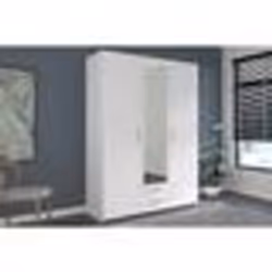 Armoire VARIA - Décor blanc - 3 portes + 2 tiroirs + miroir - L 150 x H 200 x 51 cm
