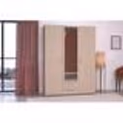 Armoire VARIA - Décor chêne - 3 portes  + 2 tiroirs + miroir -  L 150 x H 200 x 51 cm