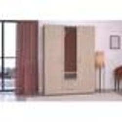 Armoire VARIA - Décor chêne - 3 portes  + 2 tiroirs + miroir -  L 150 x H 200 x 51 cm