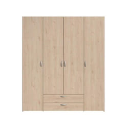 Armoire chambre varia - Décor chene - 4 portes battantes + 2 tiroirs - l 159,9 cm x p 51,3 cm x h 185 cm