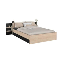 Parisot - Lit adulte horn avec tiroir de rangement - 140 x 190/200 cm - Décor chene et noir
