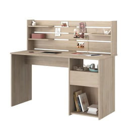 Bureau avec réhausse ESCALE - Décor chêne - L 138 x P 60 x H 120 cm - PARISOT