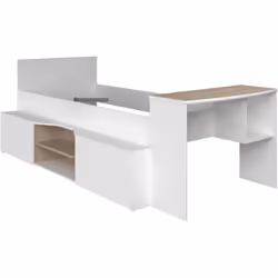 Redéfinissez votre espace de vie avec le lit combiné JOCHIANE. Avec son bureau intégré ainsi que ses rangements composés de 2 ...