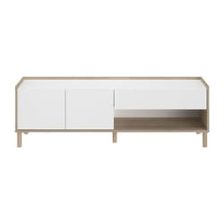 Parisot - Meuble tv - morphos - Décor blanc / Chene - 150 x 47,3 x 40 cm