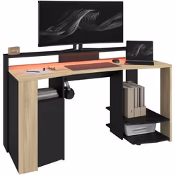 Bureau Gamer - META - Chêne / Noir - 152 x 615 x 867 cm - PARISOT