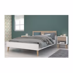 Ensemble Lit AALBORG Scandinave : Profitez du confort et du style avec cet ensemble comprenant un lit 160x200 cm et deux chev ...
