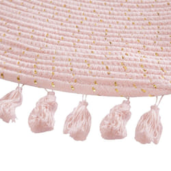 Tapis à franges rose avec Lurex doré intégré 90 cm - Multicolore