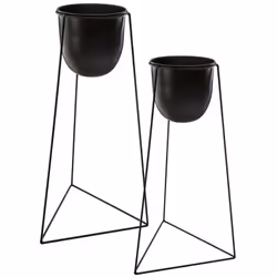 Lot de 2 pots avec supports en métal Living noir Créez une décoration contemporaine dans votre jardin grâce à ce lot de 2 pot ...