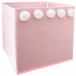 Bac de rangement pompons rose Toujours pratique le petit bac de rangement pliable pour mettre jouets et affaires. Et trop mig ...