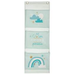 Rangement enfant 3 pochettes bleu
