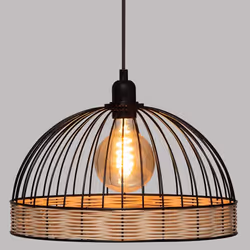 Suspension métal filaire rotin Suwa noir D35