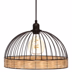 Suspension métal filaire rotin Suwa noir D35