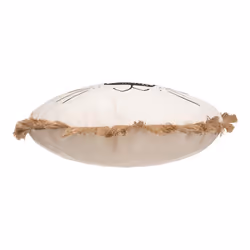 Coussin rond lion franges 38 cm