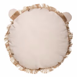 Coussin rond lion franges 38 cm