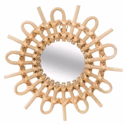 Atmosphera - Lot de 3 miroirs rotin soleil D28 - Beige