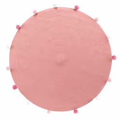 Tapis rond pompons 90 cm Pompomparty dragée
