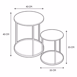The Home Deco Factory - Lot de 2 tables d'appoint gigognes métal - Noir