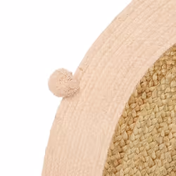 Tapis rond jute pompons rose D100