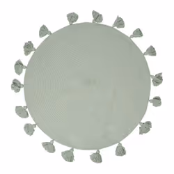 Tapis rond pompons vert coton D90