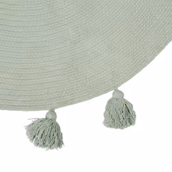 Tapis rond pompons vert coton D90