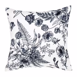 Ostaria - Housse de coussin 40x40 cm Flora noir blanc - Blanc