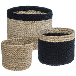 Atmosphera - Lot de 3 paniers jute noir