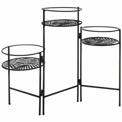 Lot de 3 portes plante en métal Leaf noir Créez une décoration de charme tout en élégance dans votre intérieur ou sur votre t ...