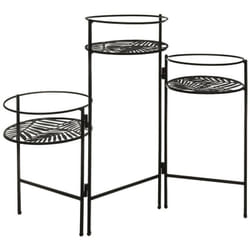 Atmosphera - Lot de 3 portes plante en métal Leaf noir