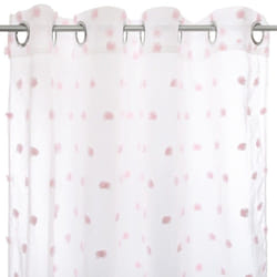 Voilage à œillets 140x240 cm Multi Pompons rose