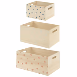 Lot de 3 cagettes étoile Rangez toutes les petites affaires de votre bambin dans ces jolies cagettes étoile en bois . Très ut ...