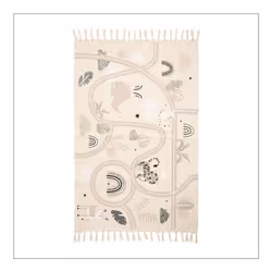 Ostaria - Tapis circuit voitures coton - Blanc