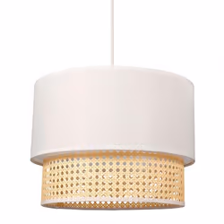 Ostaria - Suspension gigogne ronde cannage tissu blanc D35 - Blanc