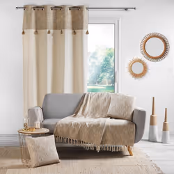 Douceur D'intérieur - Rideau à œillets 140x240 pompons Sultan or coton - Beige