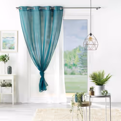 Voilage double à œillets 140x240 sable Duetto pétrole blanc