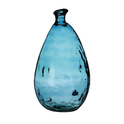 Vase Lou verre recyclé bleu 12L D25 H47