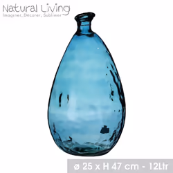 Vase Lou verre recyclé bleu 12L D25 H47