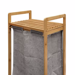 Douceur D'intérieur - Meuble à linge 1 panier amovible bambou Tao - Beige