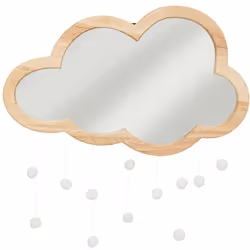 Partenaire joli et utile de la chambre, ce miroir for forme de nuage avec des pompons pour la neige est l'accessoire déco ten ...