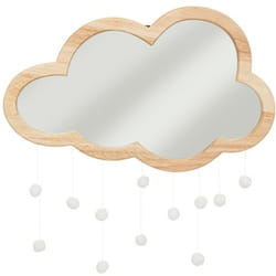 Miroir bois nuage pompons