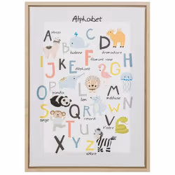 Votre enfant adorera décorer sa chambre avec cette jolie toile murale Alphabet qui lui permettra d'apprendre toutes les lettr ...