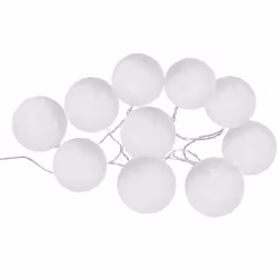 Très en vogue la guirlande LED solaire constituée de 10 boules blanches de 6 cm de diamètres. Ambiance de fête, décoration or ...
