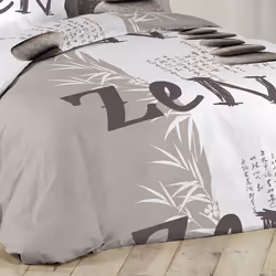 Douceur D'intérieur - Housse de couette 240x220 + 2 taies Galets Zen coton 42 fils - Gris