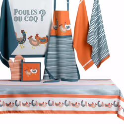 Tablier avec sangle ajustable 80x85 cm Poule ou Coq coton