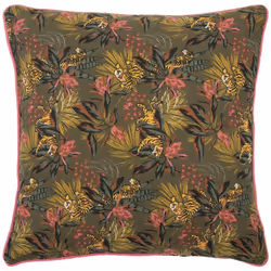 Changez de déco avec le coussin carré réversible Tropical boudoir coloris kaki. Ce joli coussin de 40x40 cm ajoutera une touc ...