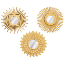 Atmosphera - Lot de 3 miroirs ronds Amed or D25