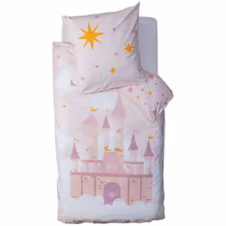 Très belle housse de couette pour enfant Château 100% coton au tissage très serré 57 fils/cm² pour lit 1 personne. Fermeture  ...