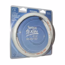 Tuyau MISTRAL GAZ pour butane et propane. - Longueur : 1 m. A visser. Durée de vie : 10 ans. - Norme XPD 36.112.