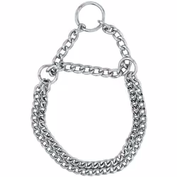 Collier d'arrêt 60 cm 2 rangs pour chien Il s'adapte aux tours de cou allant mesurant entre 50 cm et 60 cm. Le collier lui ca ...