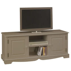 Meuble TV Hifi Taupe 2 Portes 2 Niches