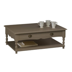 Table Basse - Marron - Rectangle - 2 Tiroirs Va-et-Vient